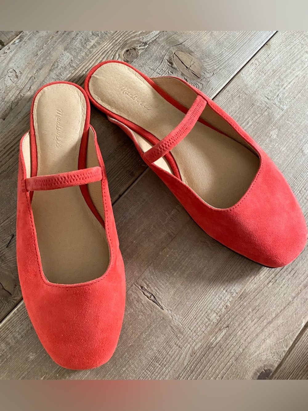 Madewell Red Suede Mary Jane Backless Flats - Picture 9 of 10